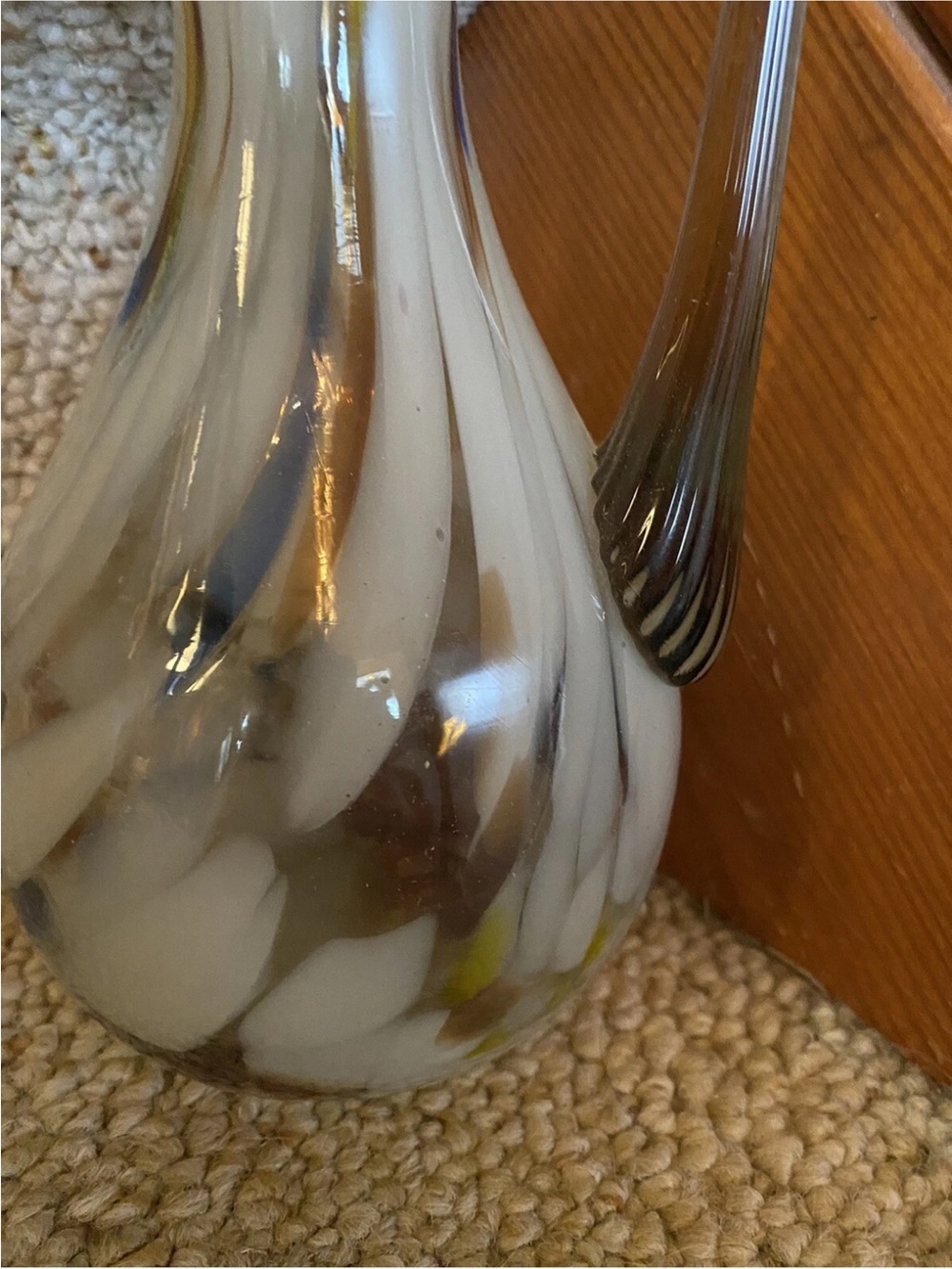 Vintage Swirled Murrhina Art Blown Glass Vase Pitcher EUC!! - Picture 2 of 10